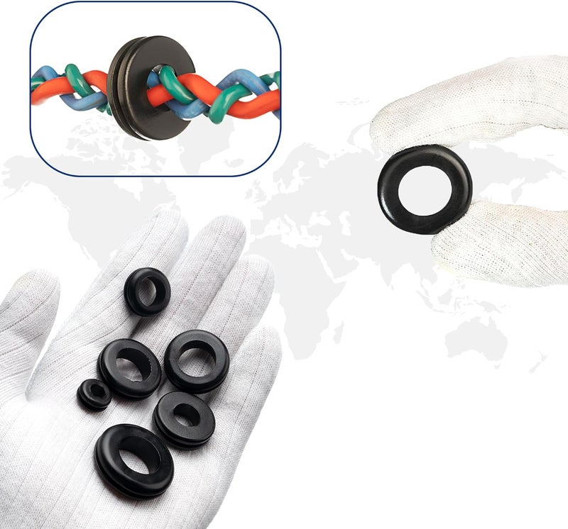 AAM ESSENTIALS Rubber Grommets for Wiring-205pcs in 9 Sizes 1",1/2",1/4", 3/4", 3/8", 5/8", 5/16", 7/8",7/16" Waterproof hole rubber grommet kit & Tear Resistant Firewall Grommets wire grommet Ideal for Auto Sealing - Image 2